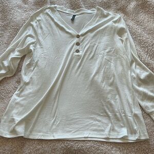 NWOT White long sleeve Henley top